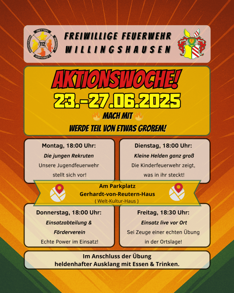 🚒🔥 📅 Aktionswoche vom 23. bis 27. Juni 2025 📅🔥🚒