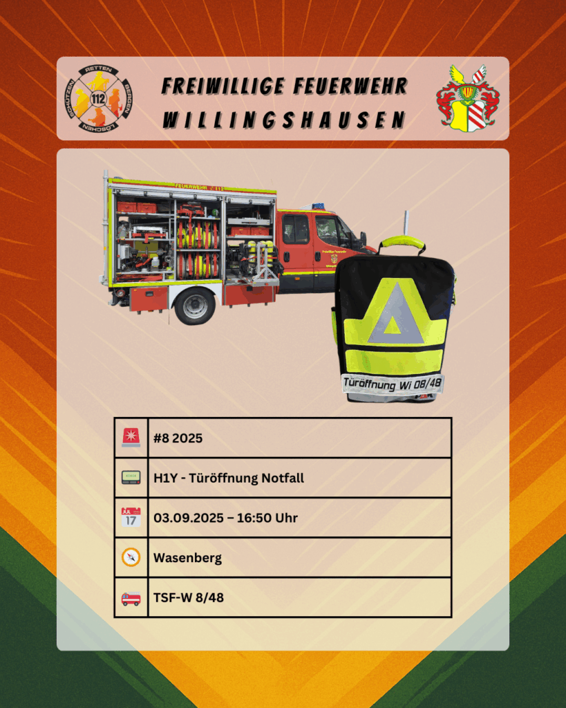 🚨 Einsatz: #8/2025 – H1Y &#8211; Türöffnung Notfall 🚨